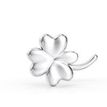 14K White Gold Clover Curved Screw Nose Ring, 20 Gauge