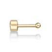 14K Yellow Gold Straight Bone 3MM Cubic Zirconia Bezel Nose Ring, 22 Gauge