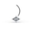 14K White Gold Square Cubic Zirconia Curved Screw Nose Ring, 20 Gauge
