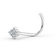 14K White Gold Square Cubic Zirconia Curved Screw Nose Ring, 20 Gauge