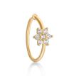 14K Yellow Gold 4 MM Cubic Zirconia Flower Hoop Nose Ring, 22 Gauge
