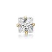 14K Yellow Gold Straight Bone 3 MM Cubic Zirconia Stud Nose Ring, 20 Gauge