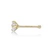 14K Yellow Gold Straight Bone 3 MM Cubic Zirconia Stud Nose Ring, 20 Gauge