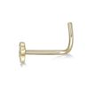 10K Yellow Gold White Cubic Zirconia Curved Stud Flower Nose Ring, 20 Gauge