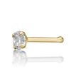 14K Yellow Gold Straight Bone 3MM Cubic Zirconia Nose Ring, 22 Gauge