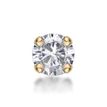 14K Yellow Gold Straight Bone 3MM Cubic Zirconia Nose Ring, 22 Gauge