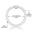 14K White Gold Captive Bead Universal Hoop Ring
