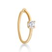 14K Yellow Gold 2 MM Cubic Zirconia Hoop Nose Ring, 22 Gauge
