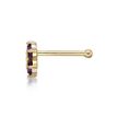 14K Yellow Gold Straight Bone 3.5 MM Amethyst Swarovski Flower Nose Ring, 20 Gauge
