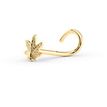 14K Yellow Gold Leaf Curved Nose Stud, 20 Gauge