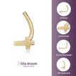 14K Yellow Gold 3.5 MM Cross Curved Nose Ring, 20 Gauge