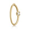 14K Yellow Gold Diamond Open Hoop Nose Ring, 0.01 Carat, 22 Gauge