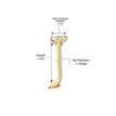 14K Yellow Gold Curved 3 MM Cubic Zirconia Nose Ring, 20 Gauge