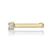 14K Yellow Gold Straight Bone Diamond Nose Ring, 0.01 Carat, 18 Gauge