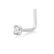 14K White Gold L-Shaped Lab Grown Diamond Nose Ring, 0.07 Carat, 20 Gauge
