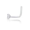 14K White Gold L-Shaped Lab Grown Diamond Nose Ring, 0.07 Carat, 20 Gauge