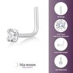 14K White Gold L-Shaped Lab Grown Diamond Nose Ring, 0.07 Carat, 20 Gauge