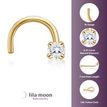 14K Yellow Gold Screw Diamond Nose Ring, 0.01 Carat, 18 Gauge