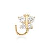 14K Yellow Gold 0.10 Carat Lab Grown Diamond Butterfly Nose Ring, 20 Gauge