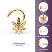 14K Yellow Gold Leaf Curved Nose Stud, 20 Gauge