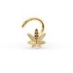 14K Yellow Gold Leaf Curved Nose Stud, 20 Gauge