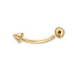 14K Yellow Gold Curved  5/16 Inch Barbell Eyebrow Ring with Spikes