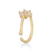 14K Yellow Gold 4 MM Cubic Zirconia Flower Hoop Nose Ring, 22 Gauge
