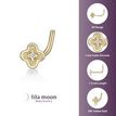 10K Yellow Gold White Cubic Zirconia Curved Stud Flower Nose Ring, 20 Gauge