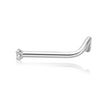 14K White Gold Curved Stud Diamond Nose Ring, 0.01 Carat, 22 Gauge