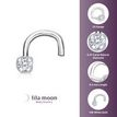 14K White Gold Curved Stud Diamond Nose Ring, 0.01 Carat, 22 Gauge