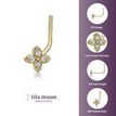 14K Yellow Gold Cubic Zirconia Flower Curved Stud Nose Ring, 20 Gauge