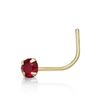 14K Yellow Gold 3 MM Red Swarovski Curve Stud Nose Ring, 20 Gauge