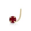 14K Yellow Gold 3 MM Red Swarovski Curve Stud Nose Ring, 20 Gauge