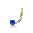 14K Yellow Gold 2 MM Created Blue Opal Curve Stud Nose Ring, 20 Gauge