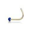 14K Yellow Gold 2 MM Created Blue Opal Curve Stud Nose Ring, 20 Gauge