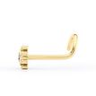 14K Yellow Gold Curved Cubic Zirconia Flower Sun Halo Nose Ring, 20 Gauge