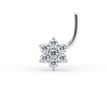 14K White Gold 0.06 Carat Lab Grown Diamond Flower Nose Ring, 20 Gauge