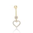 10K Yellow Gold Cubic Zirconia Heart Belly Ring