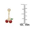 10K Yellow Gold Red and Green Enamel Cherry Cubic Zirconia Belly Ring