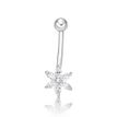 10K White Gold 8 MM Cubic Zirconia Flower Belly Ring
