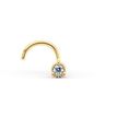 14K Yellow Gold Curved Cubic Zirconia Nose Ring, 20 Gauge