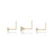 14K Yellow Gold L-Shaped 1.5 MM 2 MM 3 MM Cubic Zirconia Nose Ring Set, 22 Gauge