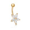 10K Yellow Gold Cubic Zirconia Flower Belly Ring