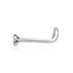 14K White Gold Curved Blue Diamond Nose Ring, 0.05 Carat, 20 Gauge