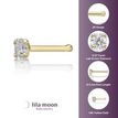 14K Yellow Gold Straight Bone Lab Grown Diamond Nose Ring, 0.07 Carat, 20 Gauge