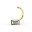14K Yellow Gold Curved Baguette Cubic Zirconia Nose Ring, 20 Gauge