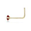 14K Yellow Gold 3 MM Red Swarovski Curve Stud Nose Ring, 20 Gauge