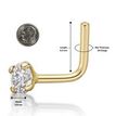 14K Yellow Gold L-Shaped Diamond Nose Ring, 0.07 Carat, 20 Gauge