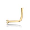 14K Yellow Gold L-Shaped White Diamond Nose Ring, 0.01 Carat, 18 Gauge