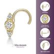 10K Yellow Gold 2 MM Cubic Zirconia 3 Stone Stud Nose Ring, 20 Gauge